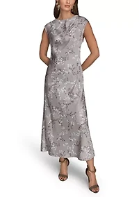 Women's Cap Sleeve Floral Midi Dress