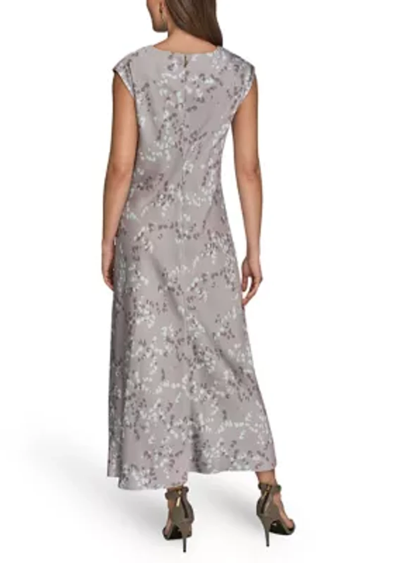 Women's Cap Sleeve Floral Midi Dress