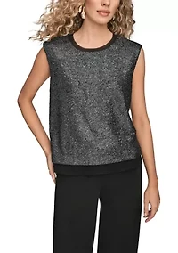 Women's Sleeveless Top with Chiffon Trim