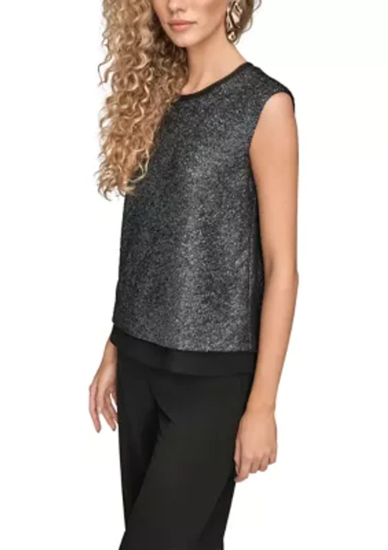 Women's Sleeveless Top with Chiffon Trim