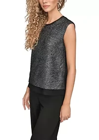 Women's Sleeveless Top with Chiffon Trim