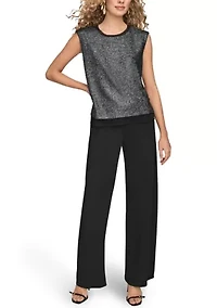 Women's Sleeveless Top with Chiffon Trim