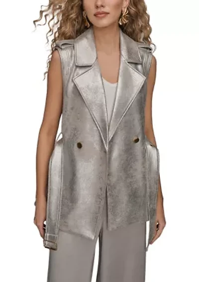 Women's Metallic Moto Vest