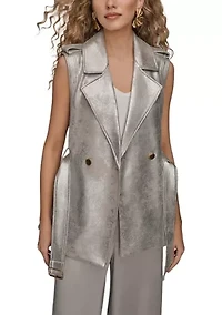 Women's Metallic Moto Vest