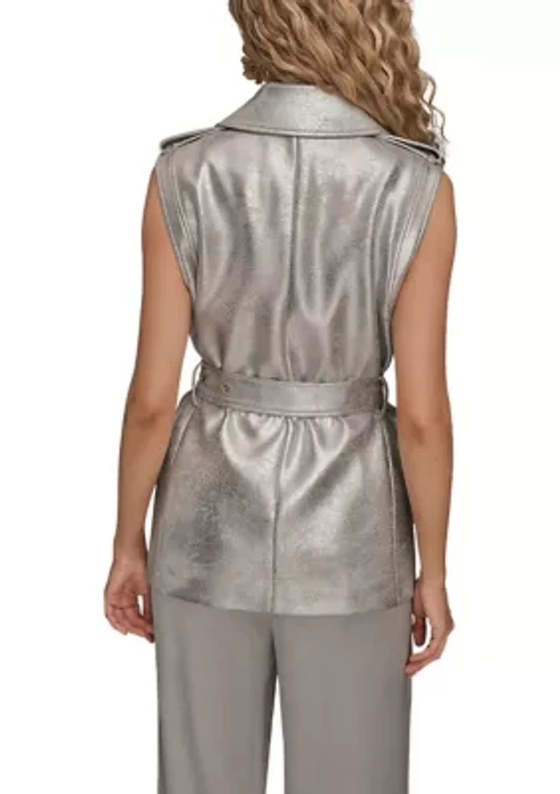 Women's Metallic Moto Vest