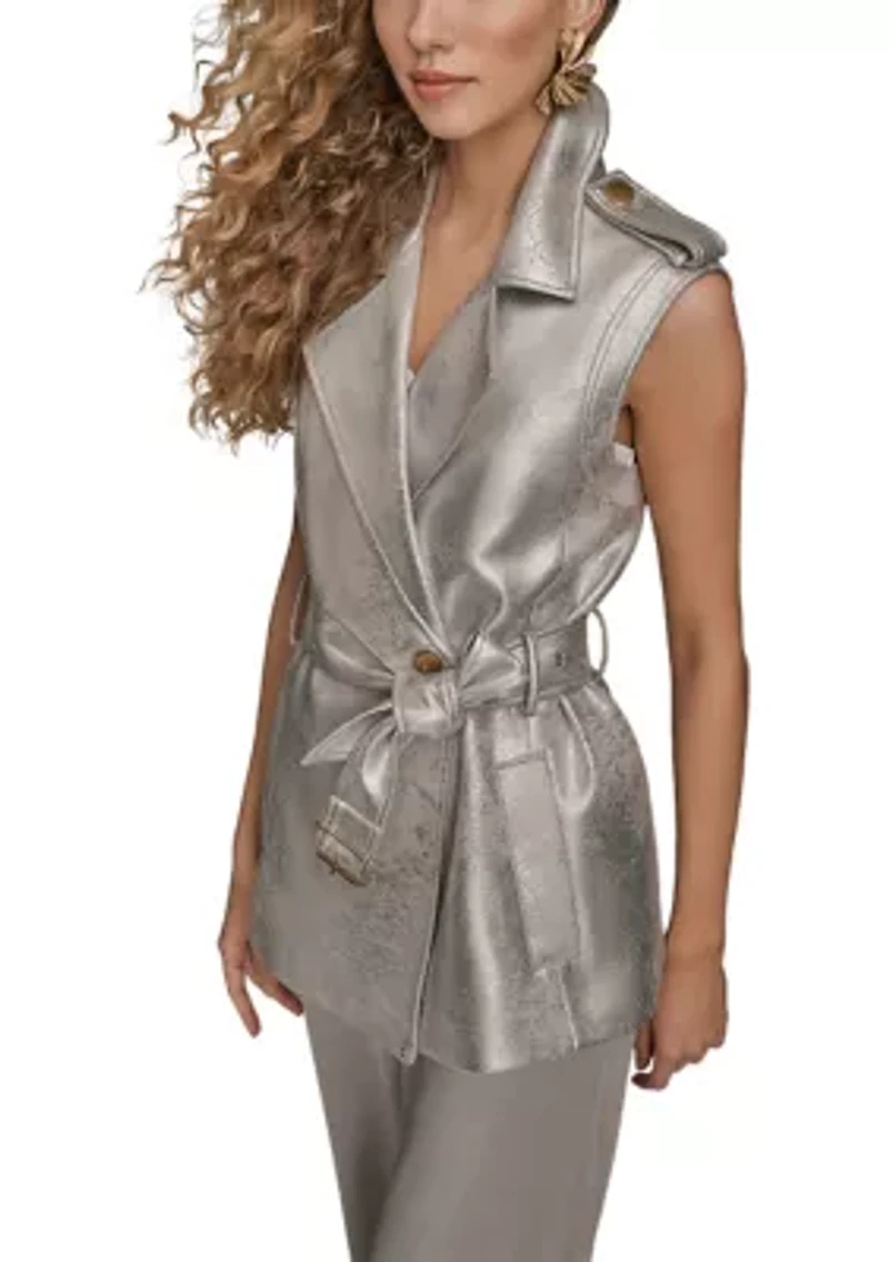 Women's Metallic Moto Vest