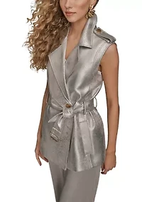 Women's Metallic Moto Vest