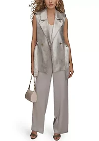Women's Metallic Moto Vest