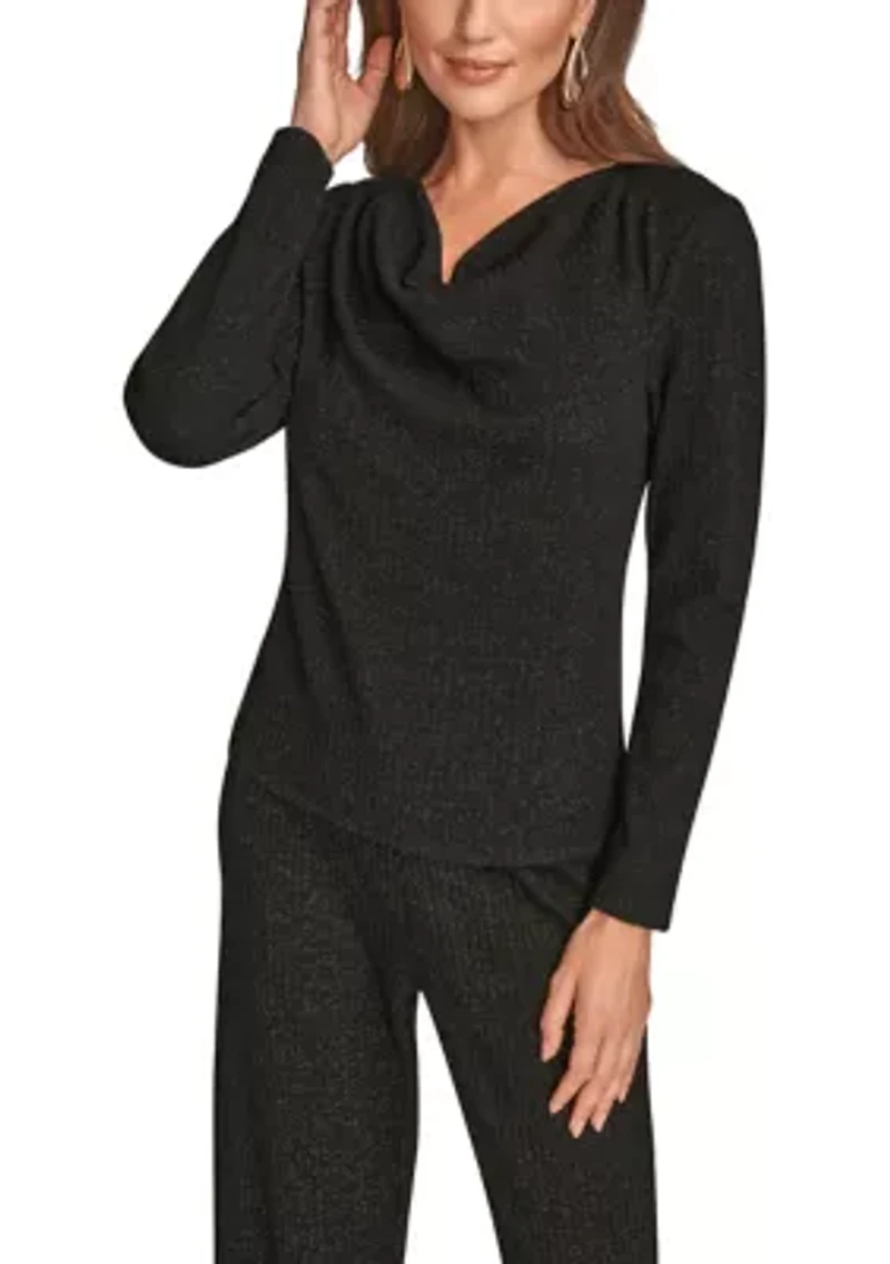 Women's Cowl Neck Lurex Top