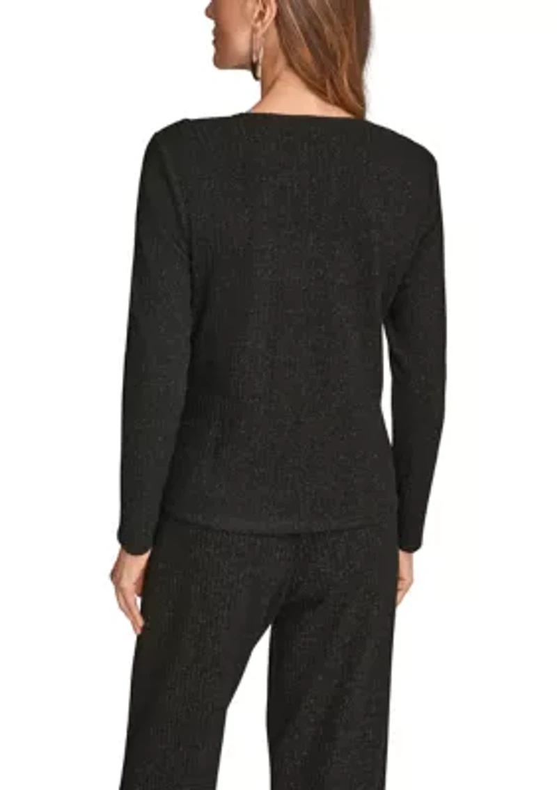 Women's Cowl Neck Lurex Top