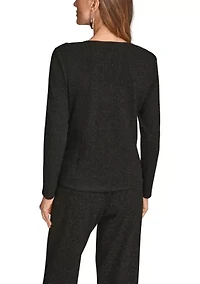 Women's Cowl Neck Lurex Top