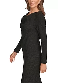 Women's Cowl Neck Lurex Top