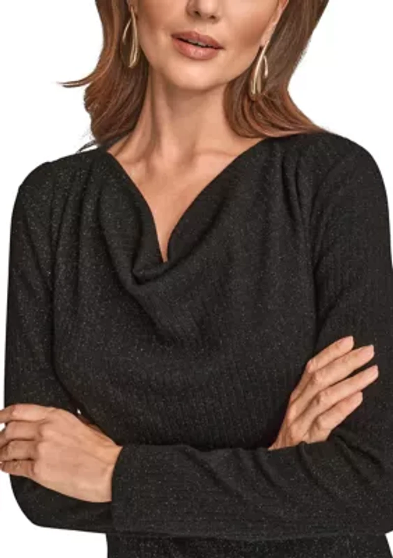 Women's Cowl Neck Lurex Top