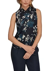 Women's Sleeveless Asymmetrical Neck Blouse