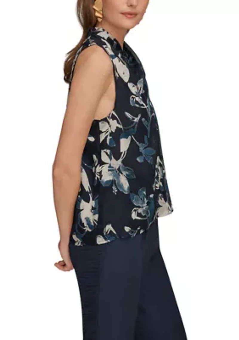 Women's Sleeveless Asymmetrical Neck Blouse