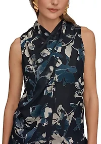 Women's Sleeveless Asymmetrical Neck Blouse