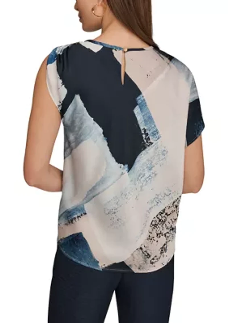 Women's Short Sleeve Asymmetrical Blouse
