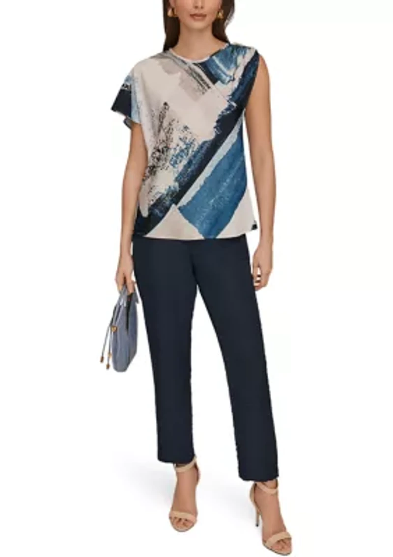 Women's Short Sleeve Asymmetrical Blouse