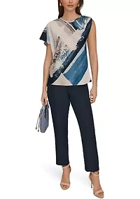 Women's Short Sleeve Asymmetrical Blouse