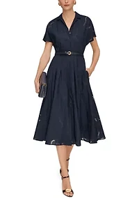 Women's Short Sleeve Belted Dress