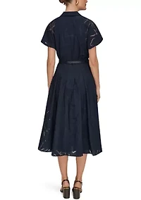 Women's Short Sleeve Belted Dress