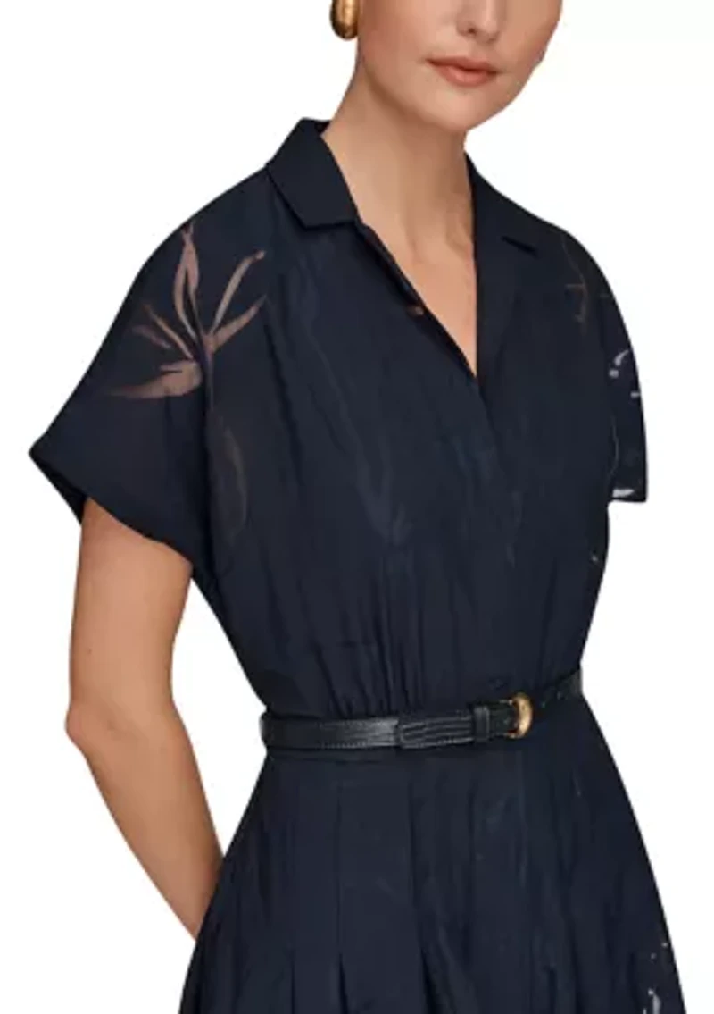 Women's Short Sleeve Belted Dress
