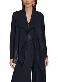 Women's Long Sleeve Drape Front Cardigan