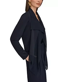 Women's Long Sleeve Drape Front Cardigan