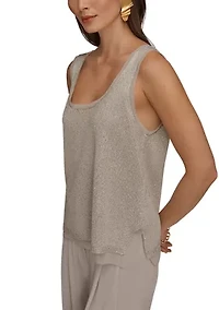 Women's Sequin Mixed-Media Sweater Tank Top