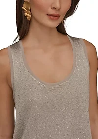 Women's Sequin Mixed-Media Sweater Tank Top