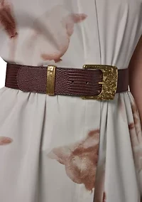 Women's Belted Twist Neck Floral Dress