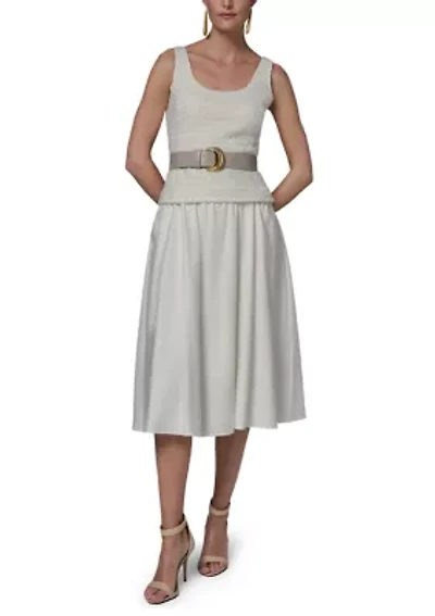 Women's Scoop Neck Mixed Media Dress