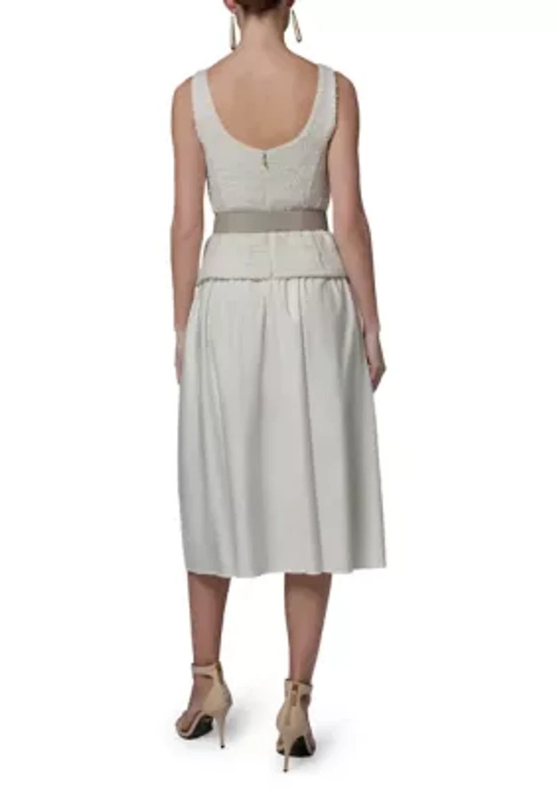 Women's Scoop Neck Mixed Media Dress