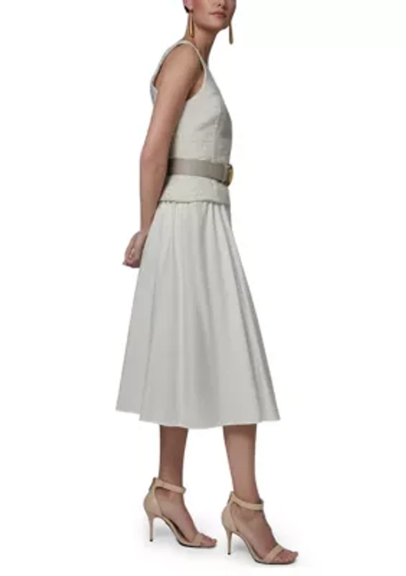 Women's Scoop Neck Mixed Media Dress