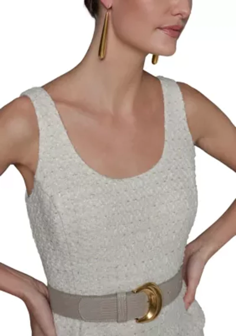 Women's Scoop Neck Mixed Media Dress