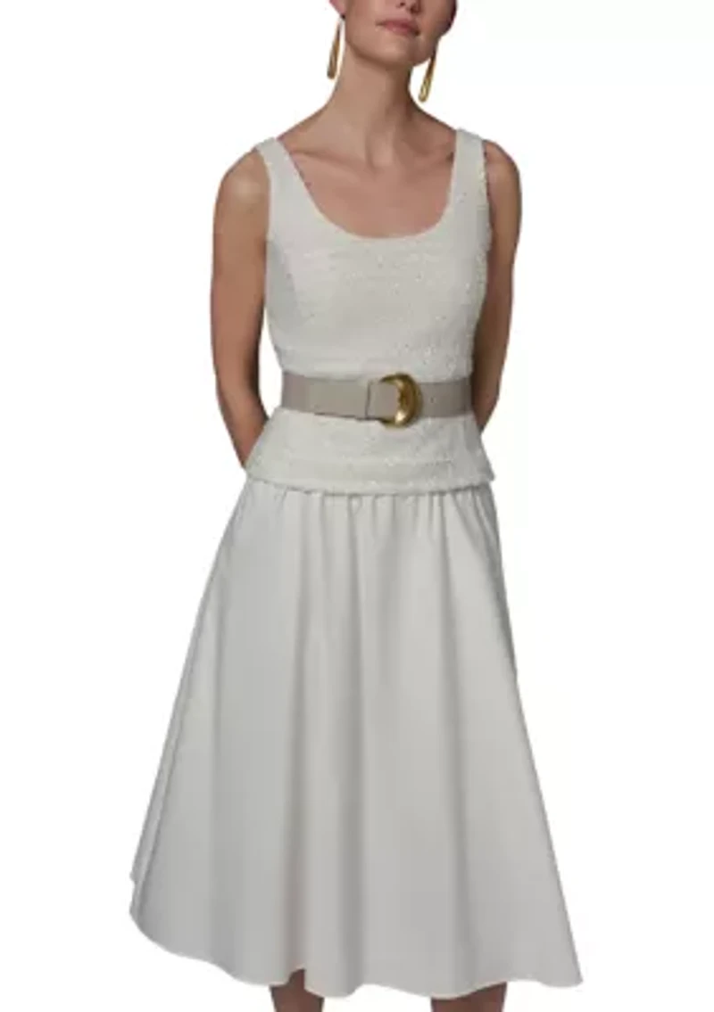 Women's Scoop Neck Mixed Media Dress