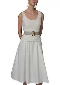Women's Scoop Neck Mixed Media Dress