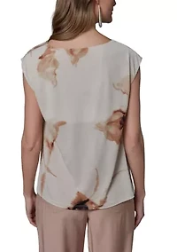 Women's Asymmetrical Neck Floral Knit Top