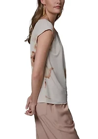 Women's Asymmetrical Neck Floral Knit Top