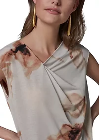 Women's Asymmetrical Neck Floral Knit Top