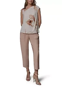 Women's Asymmetrical Neck Floral Knit Top