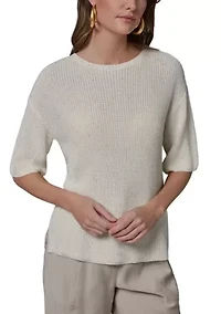 Women's Elbow Sleeve Crew Neck Sweater