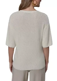 Women's Elbow Sleeve Crew Neck Sweater