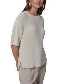 Women's Elbow Sleeve Crew Neck Sweater