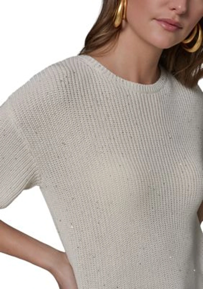 Women's Elbow Sleeve Crew Neck Sweater