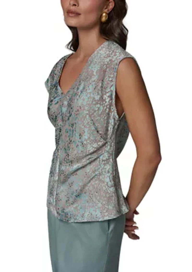 Women's Cap Sleeve Dot Burnout Blouse