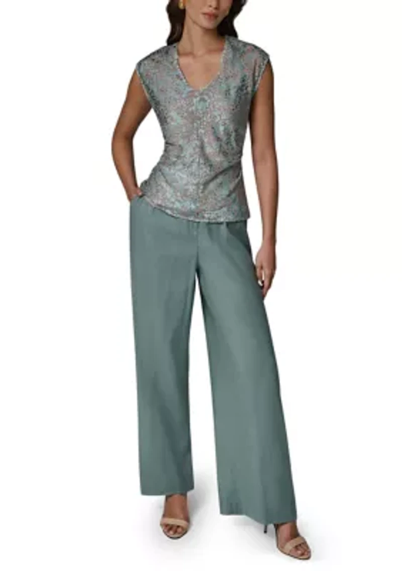 Women's Cap Sleeve Dot Burnout Blouse