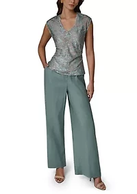 Women's Cap Sleeve Dot Burnout Blouse