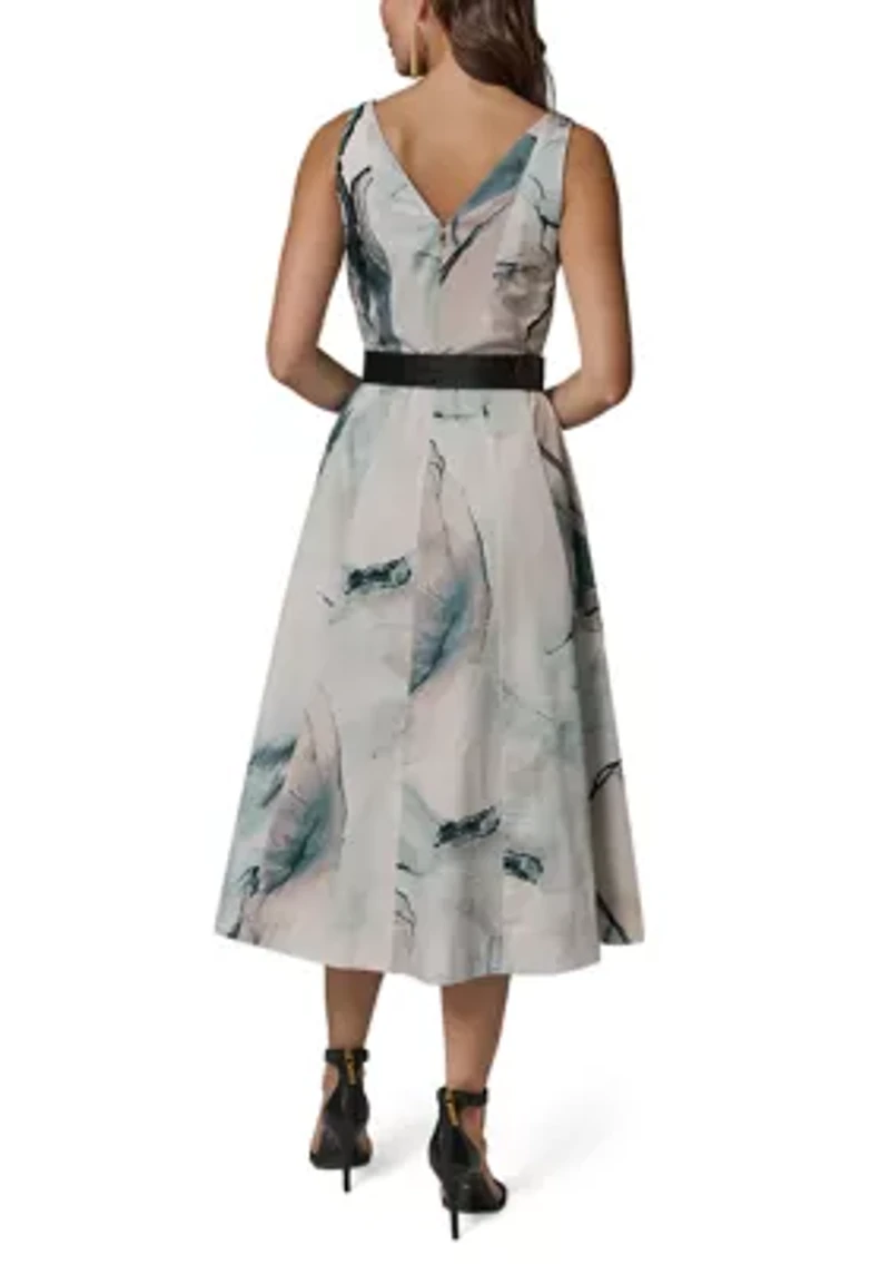 Women's Sleeveless Floral Belted Dress