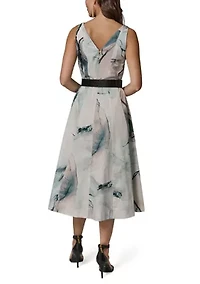 Women's Sleeveless Floral Belted Dress